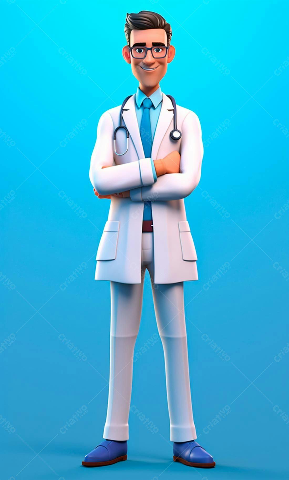 Médico de desenho animado sorrindo