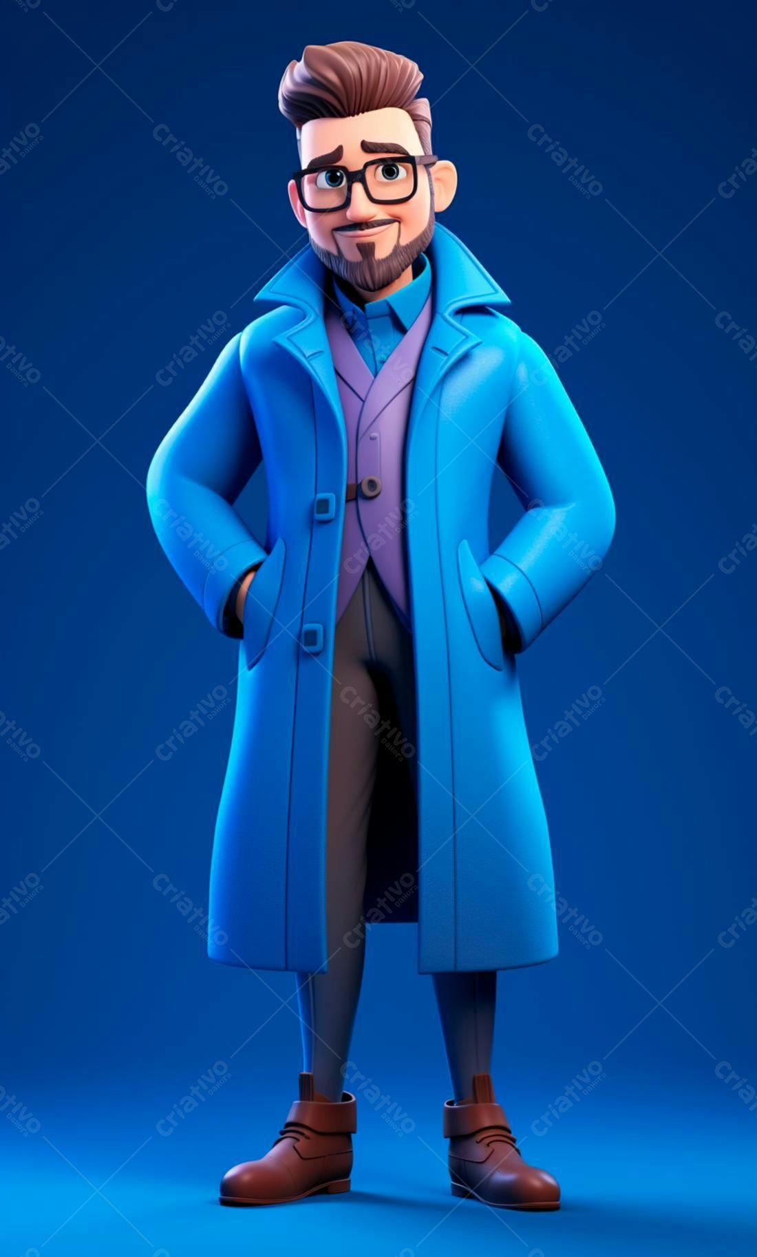 Homem estiloso em casaco azul