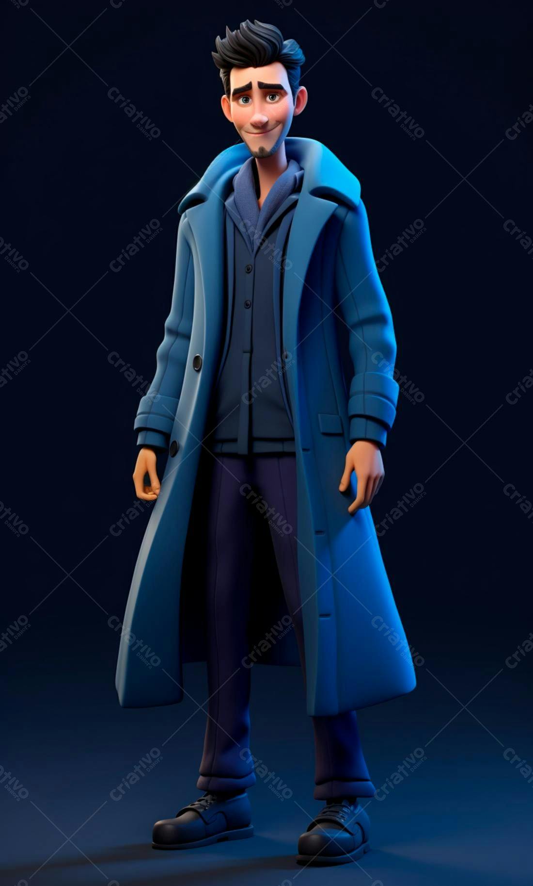 Personagem 3D Homem em casaco azul