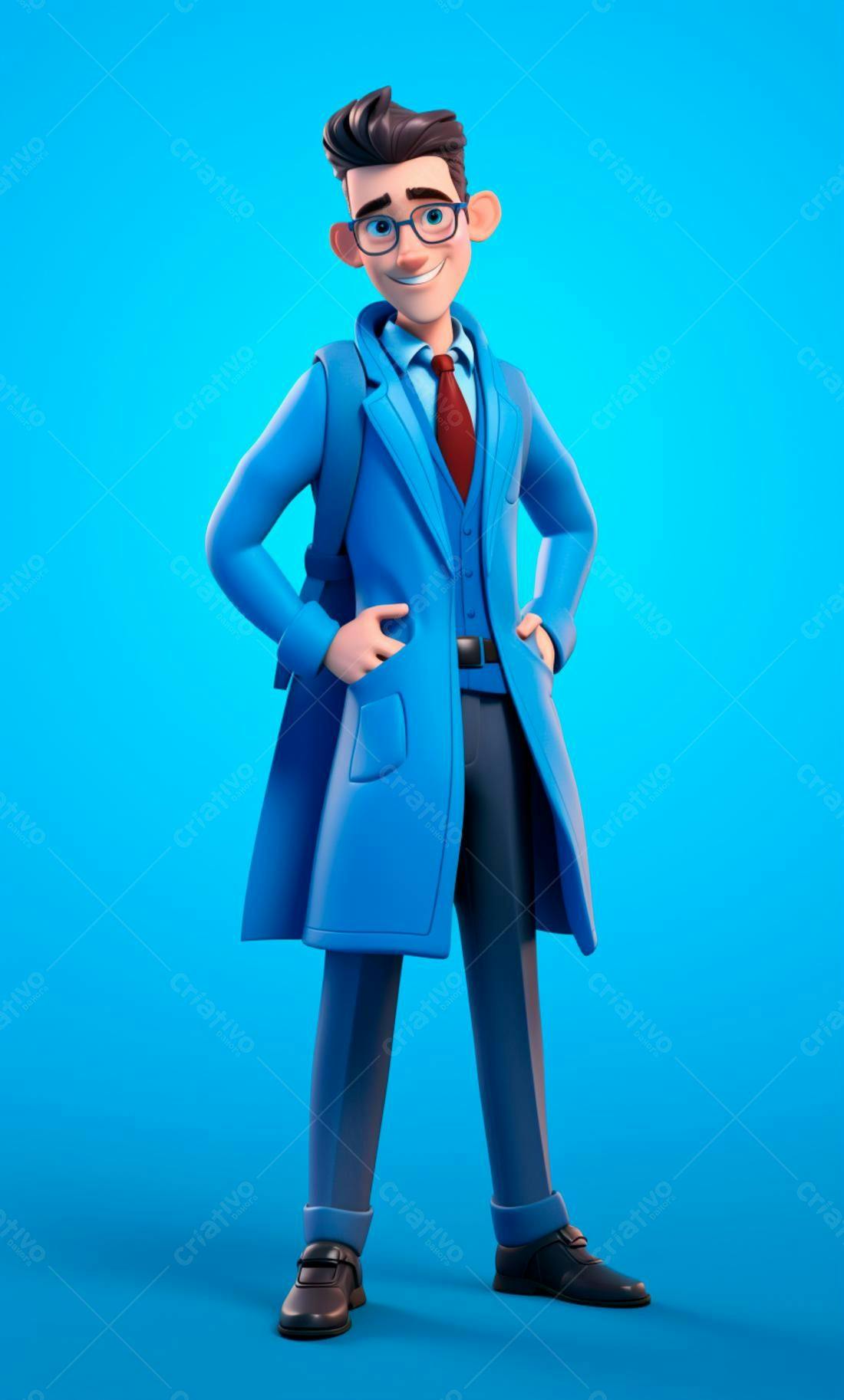 Personagem 3D Homem de Negócios Sorrindo