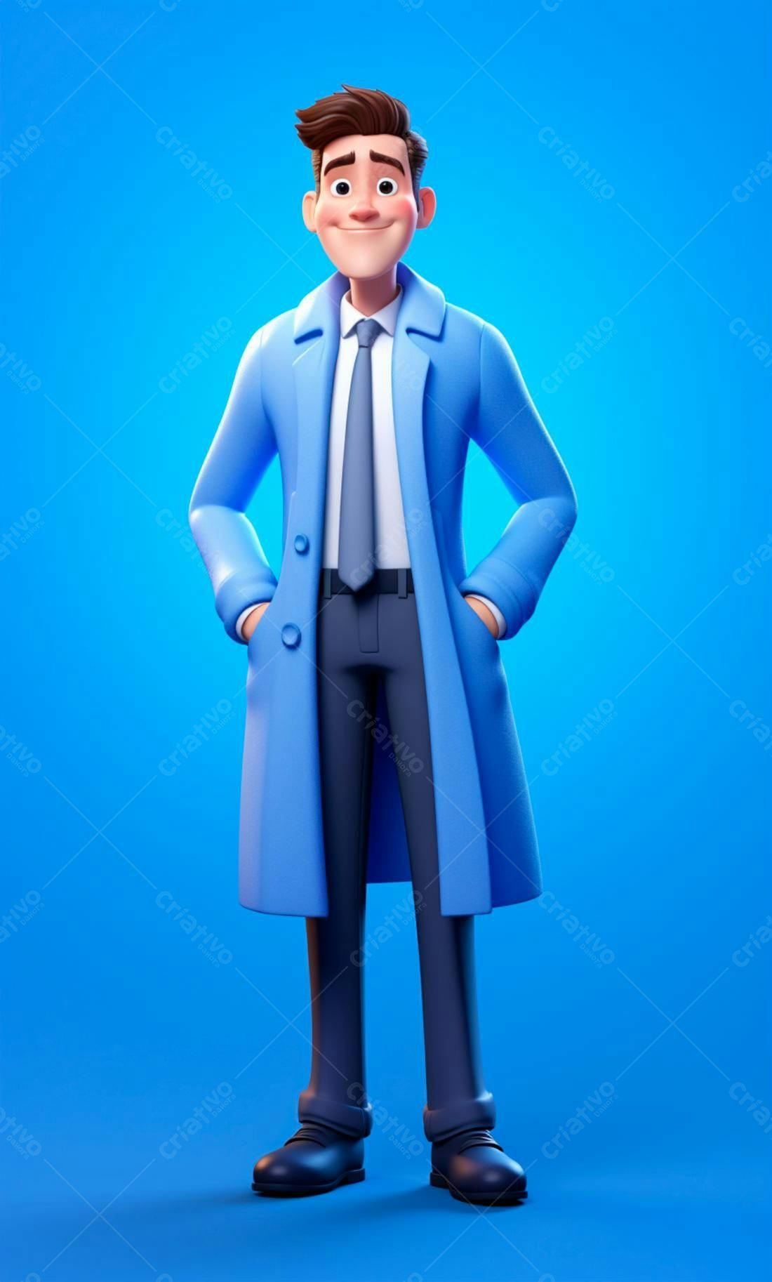 Homem de terno azul sorrindo