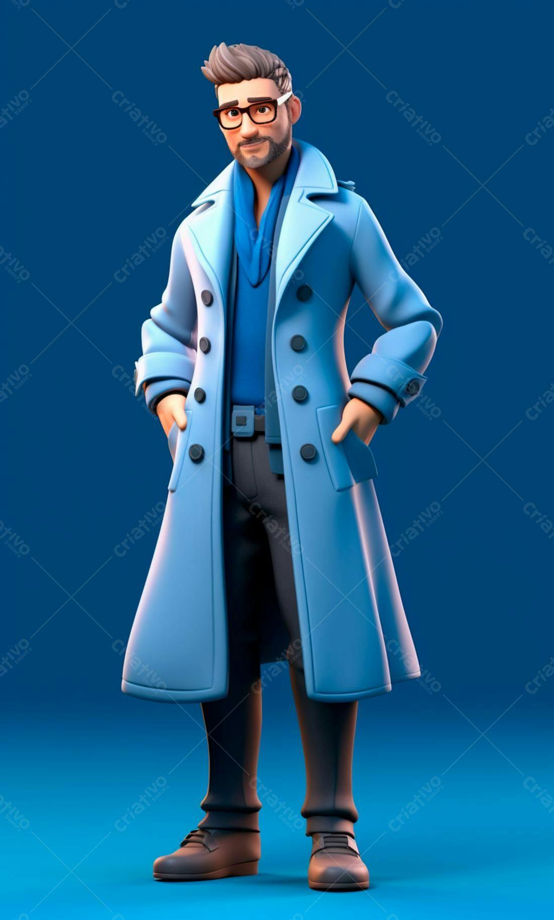 Homem estiloso em casaco azul claro