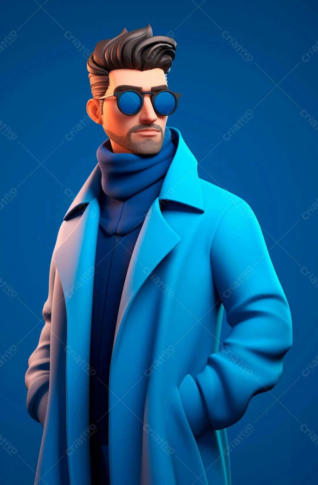 Homem estiloso em casaco azul