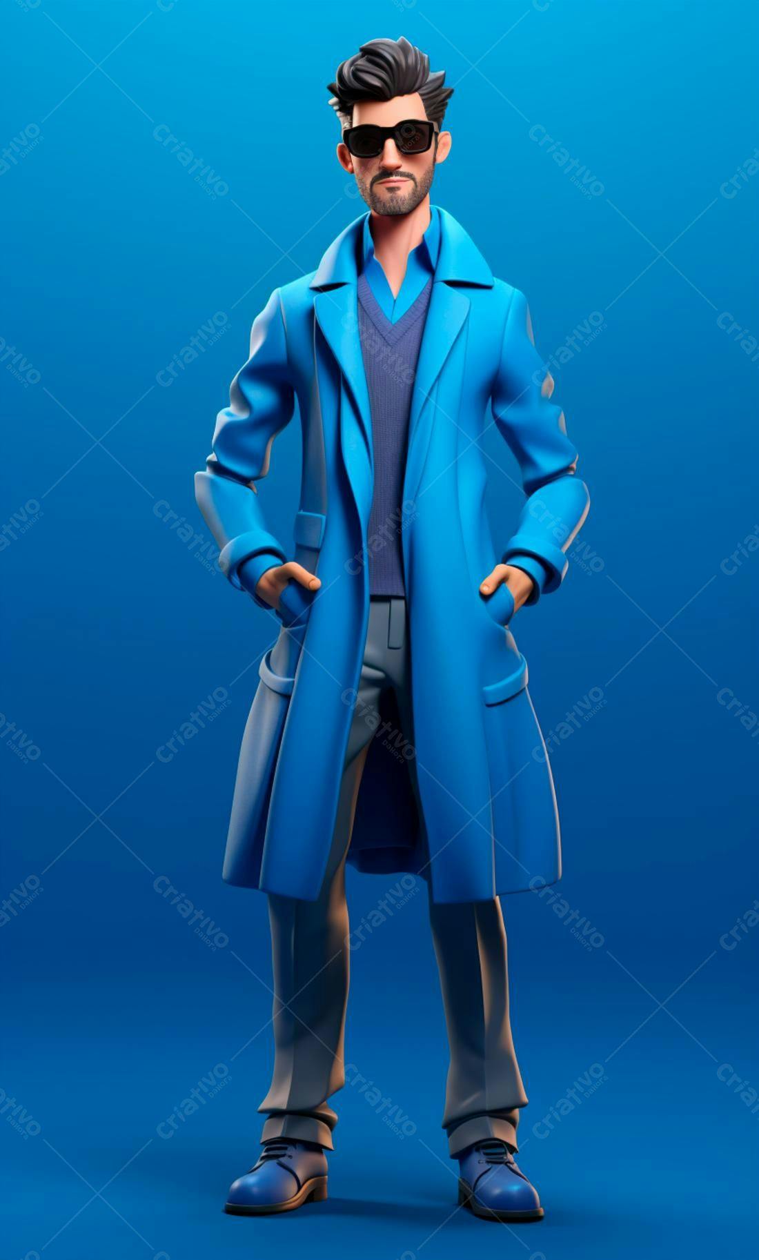 Homem estiloso em casaco azul