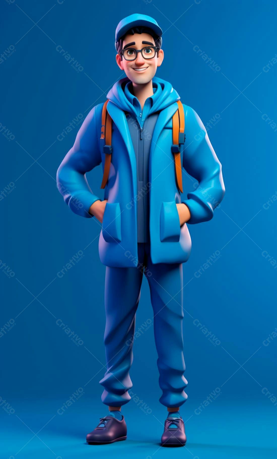 Homem sorridente em uniforme azul