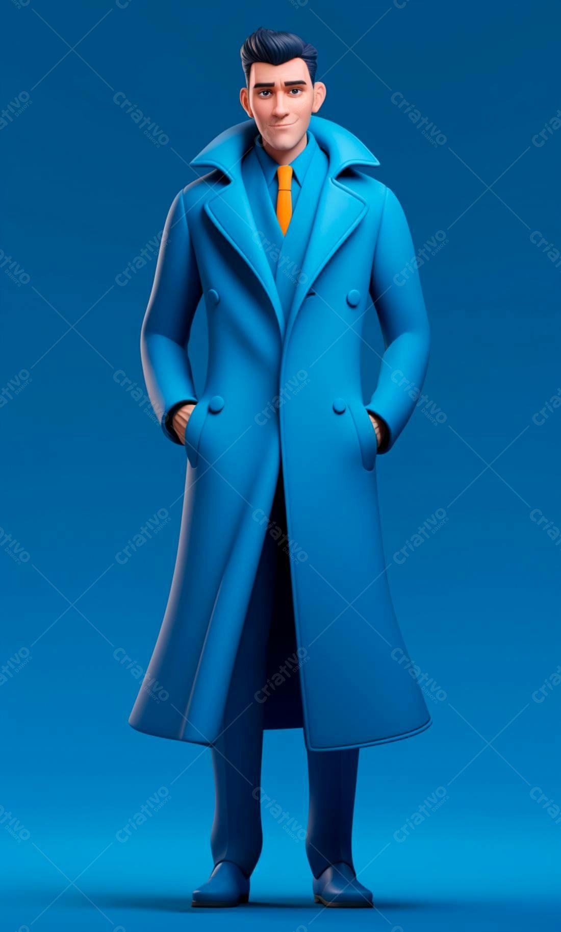 Homem de terno azul em fundo azul