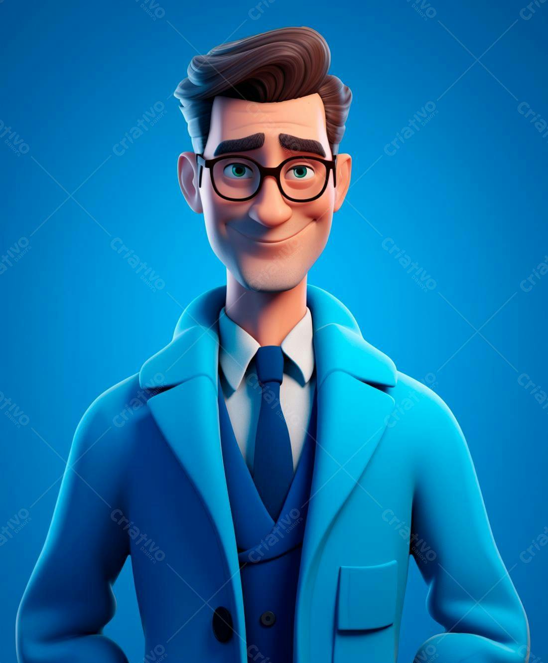 Homem de desenho animado em terno azul