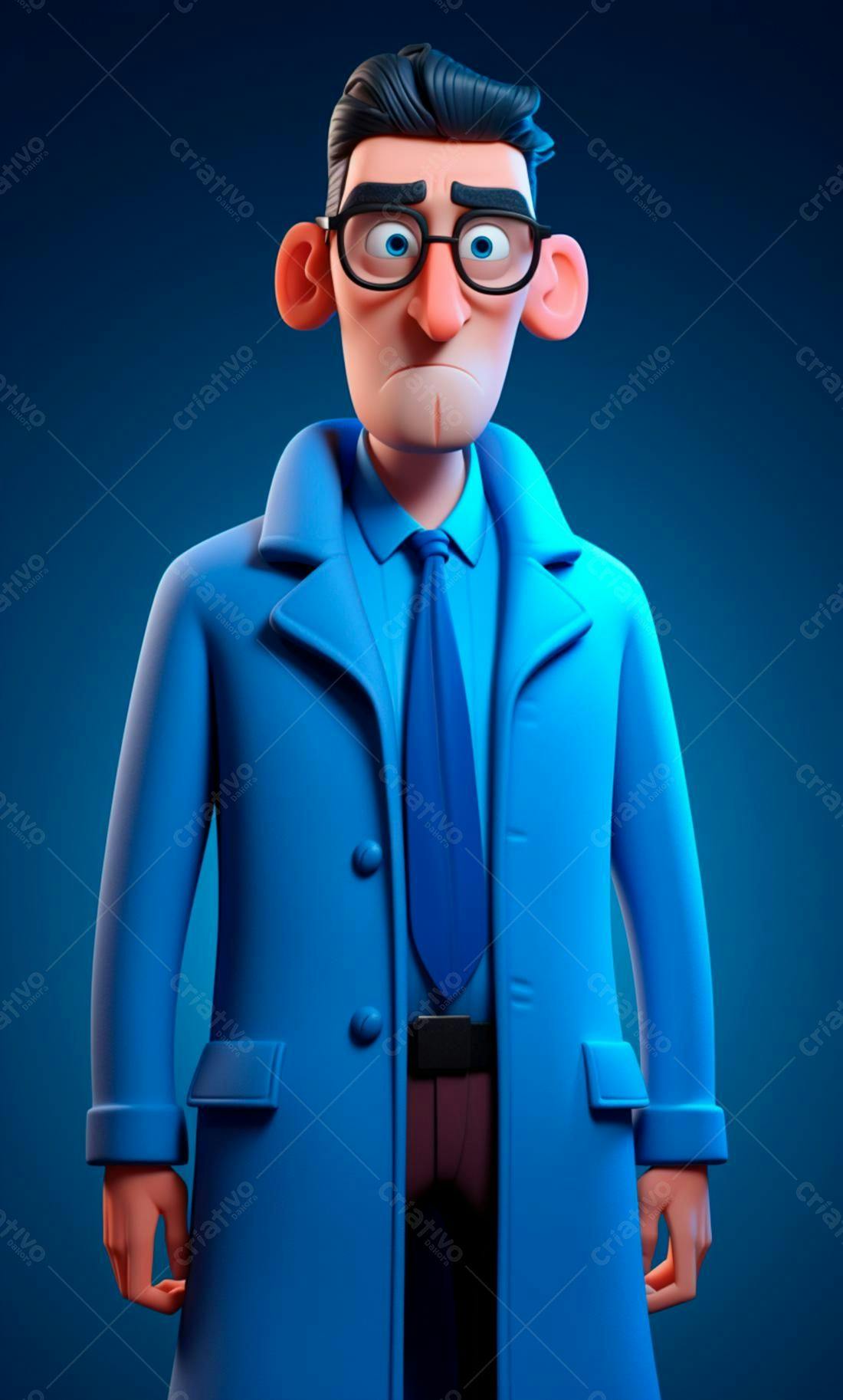 Homem triste em casaco azul