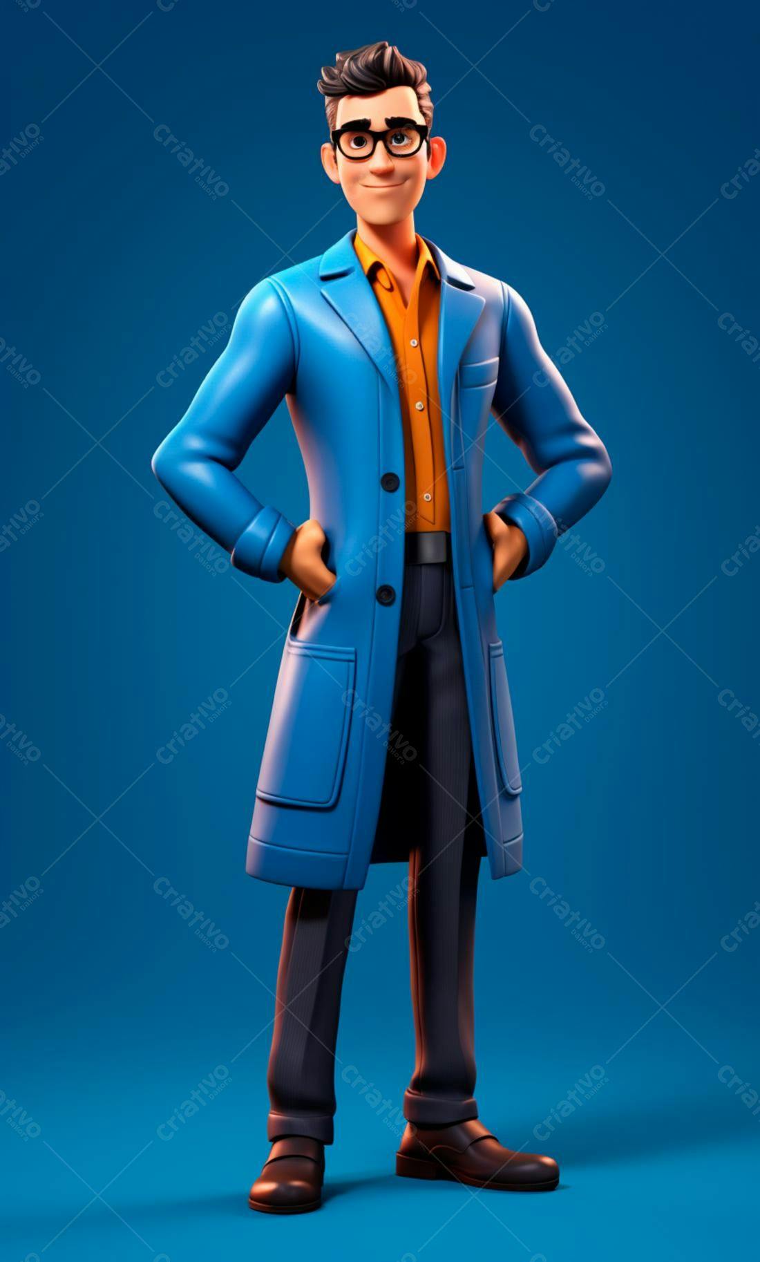 Personagem 3D Cientista Sorrindo