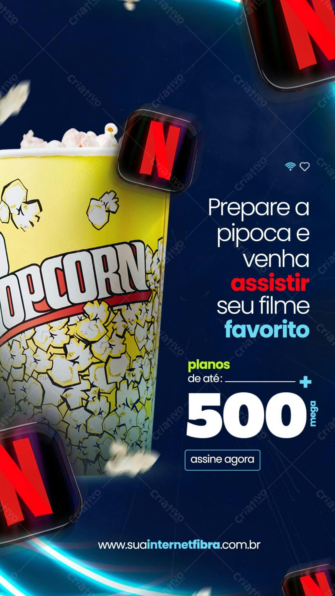Flyer para Assinatura de Internet com Netflix PSD Editável