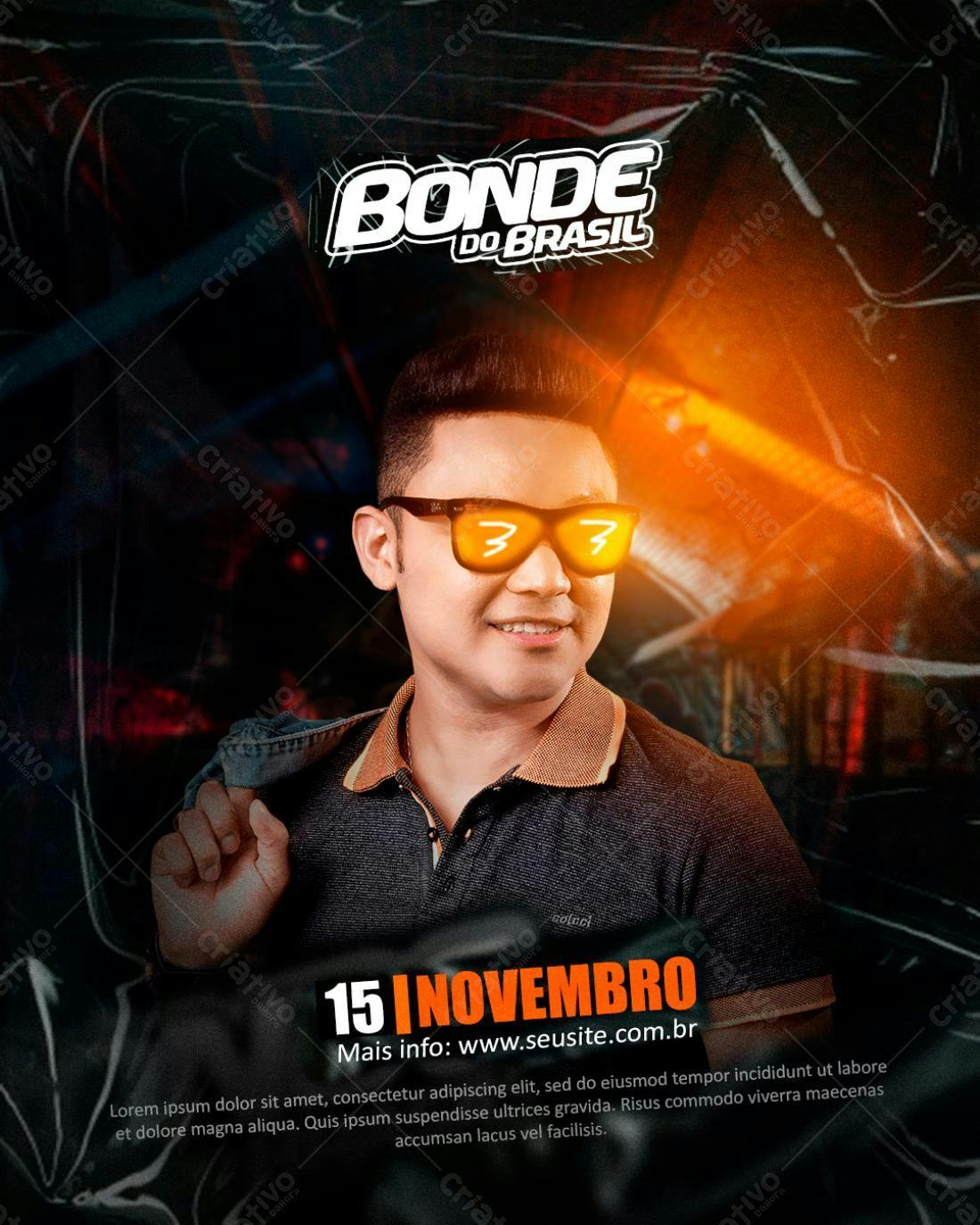 Flyer para Show do Bonde do Brasil PSD Editável