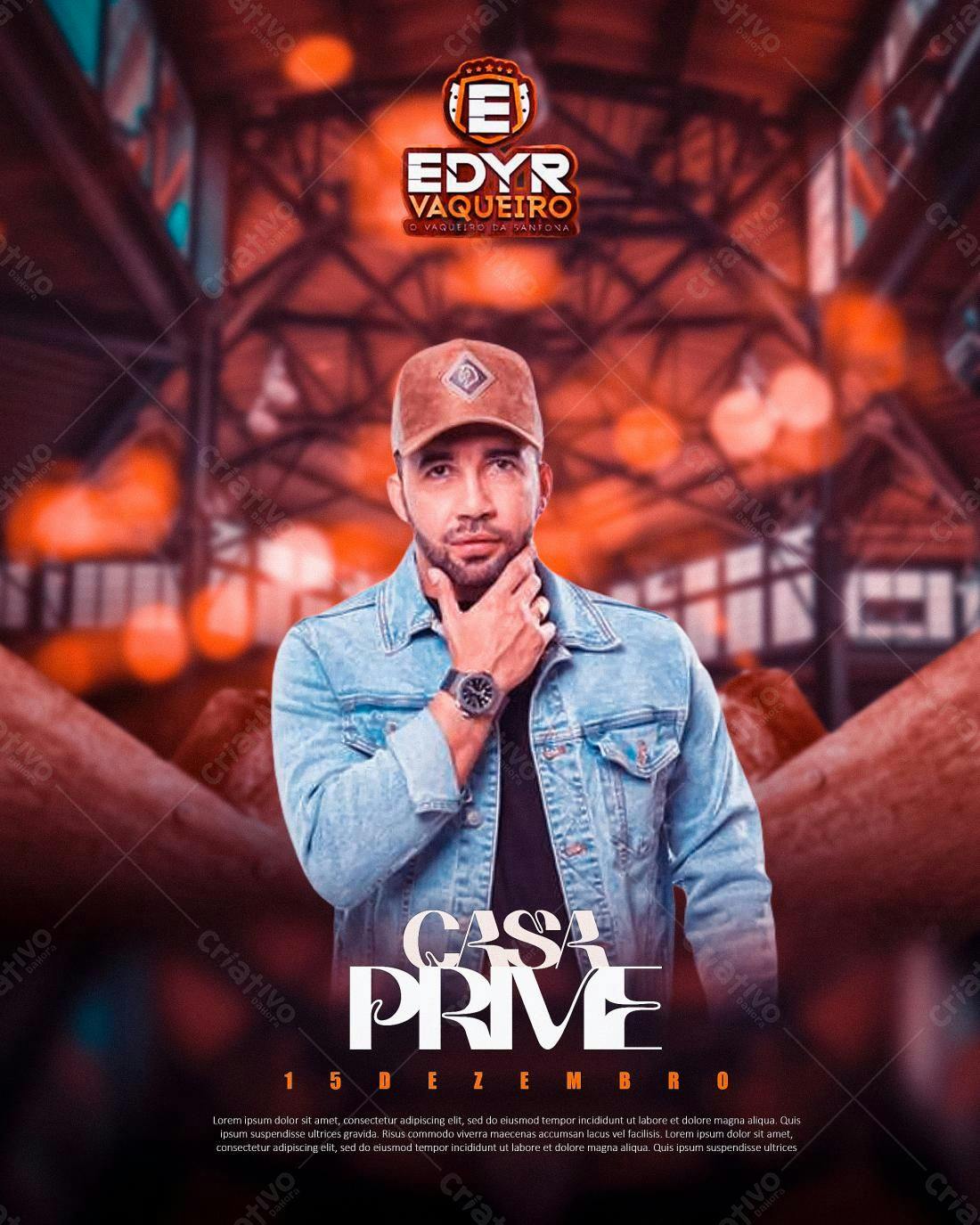 Flyer para Show Edhyr Vaqueiro - Casa Prive PSD Editável