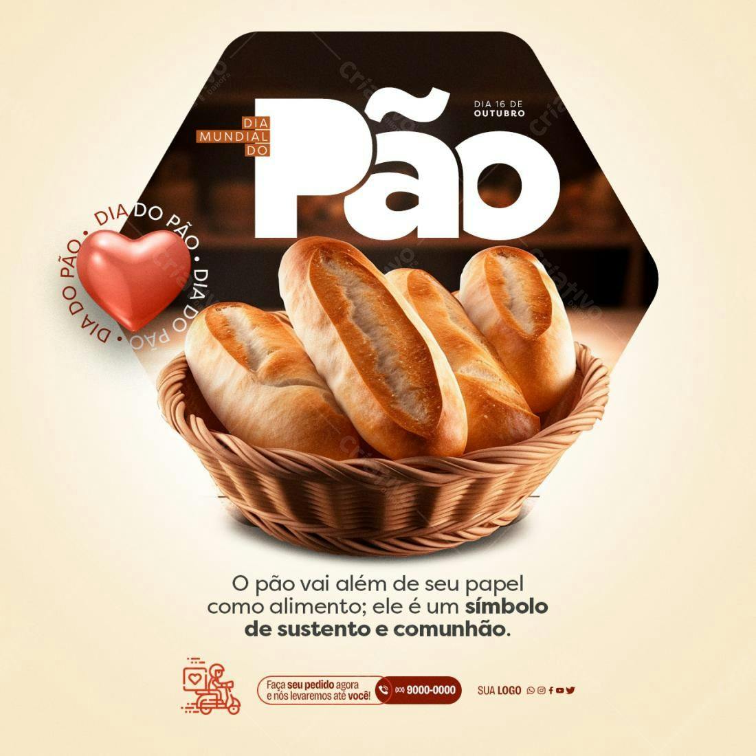 Flyer Dia Mundial do Pão PSD Editável