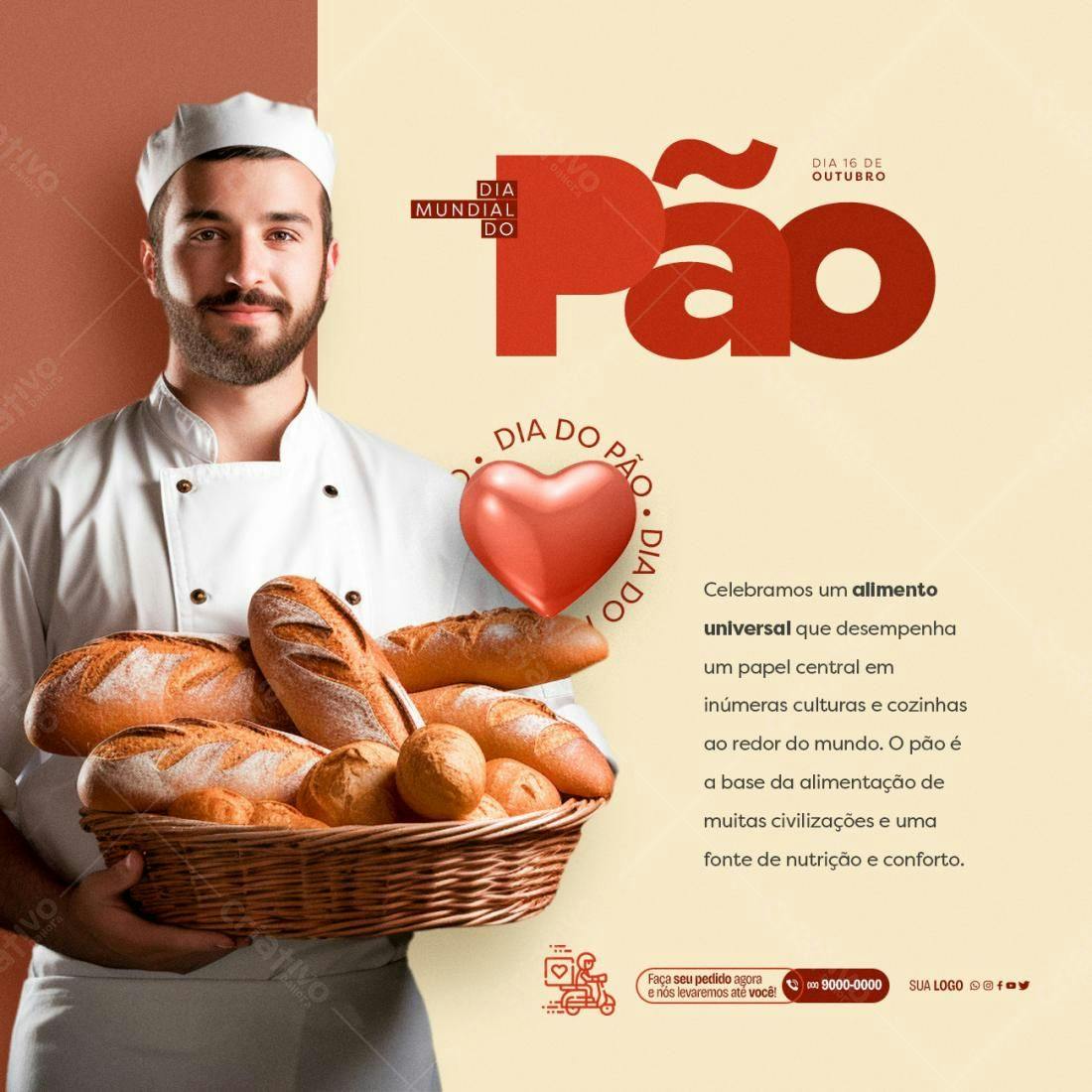 Flyer Dia Mundial do Pão PSD Editável