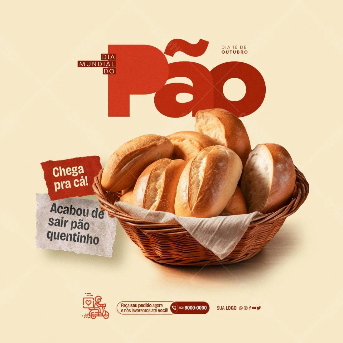 Flyer Dia Mundial do Pão PSD Editável