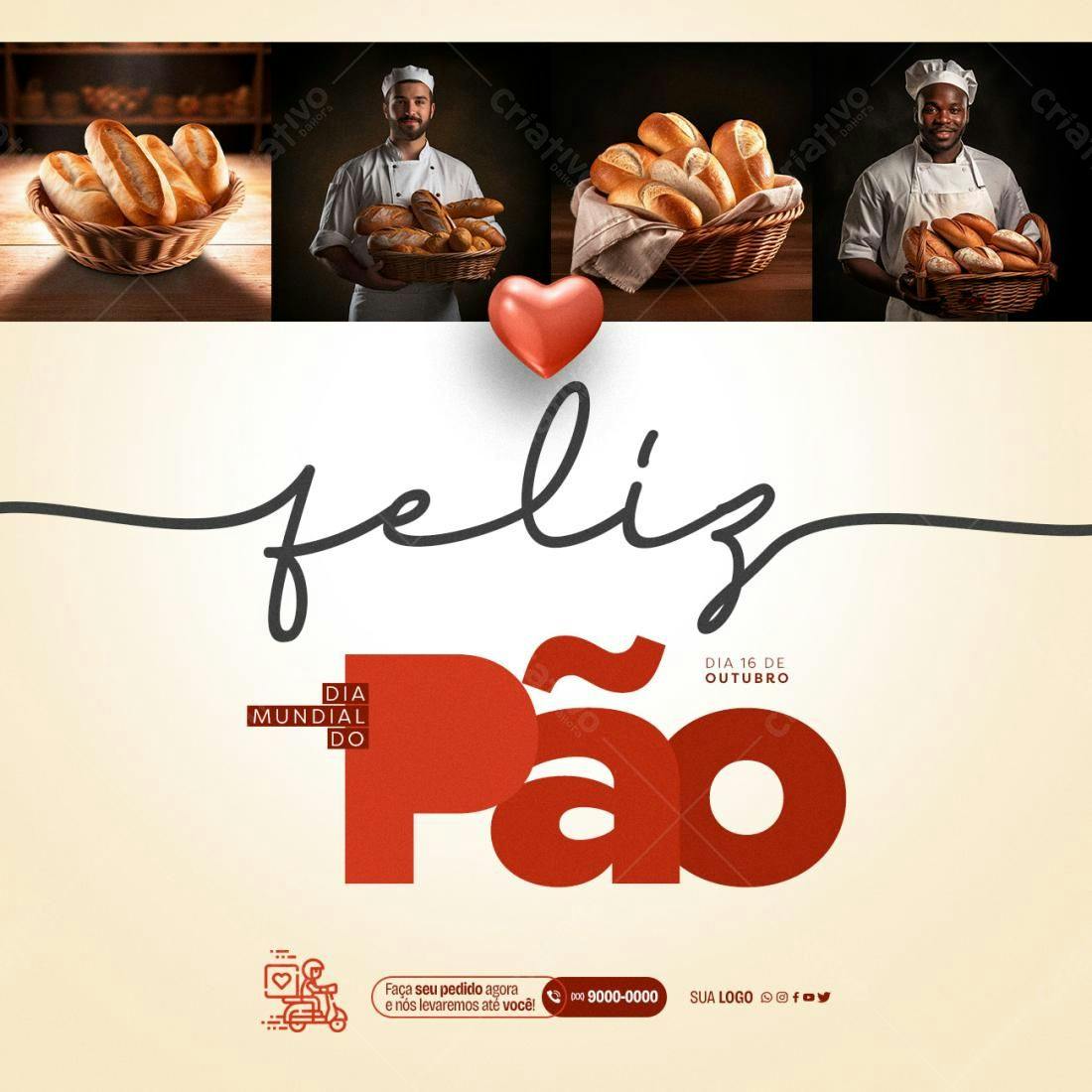 Flyer Dia Mundial do Pão PSD Editável
