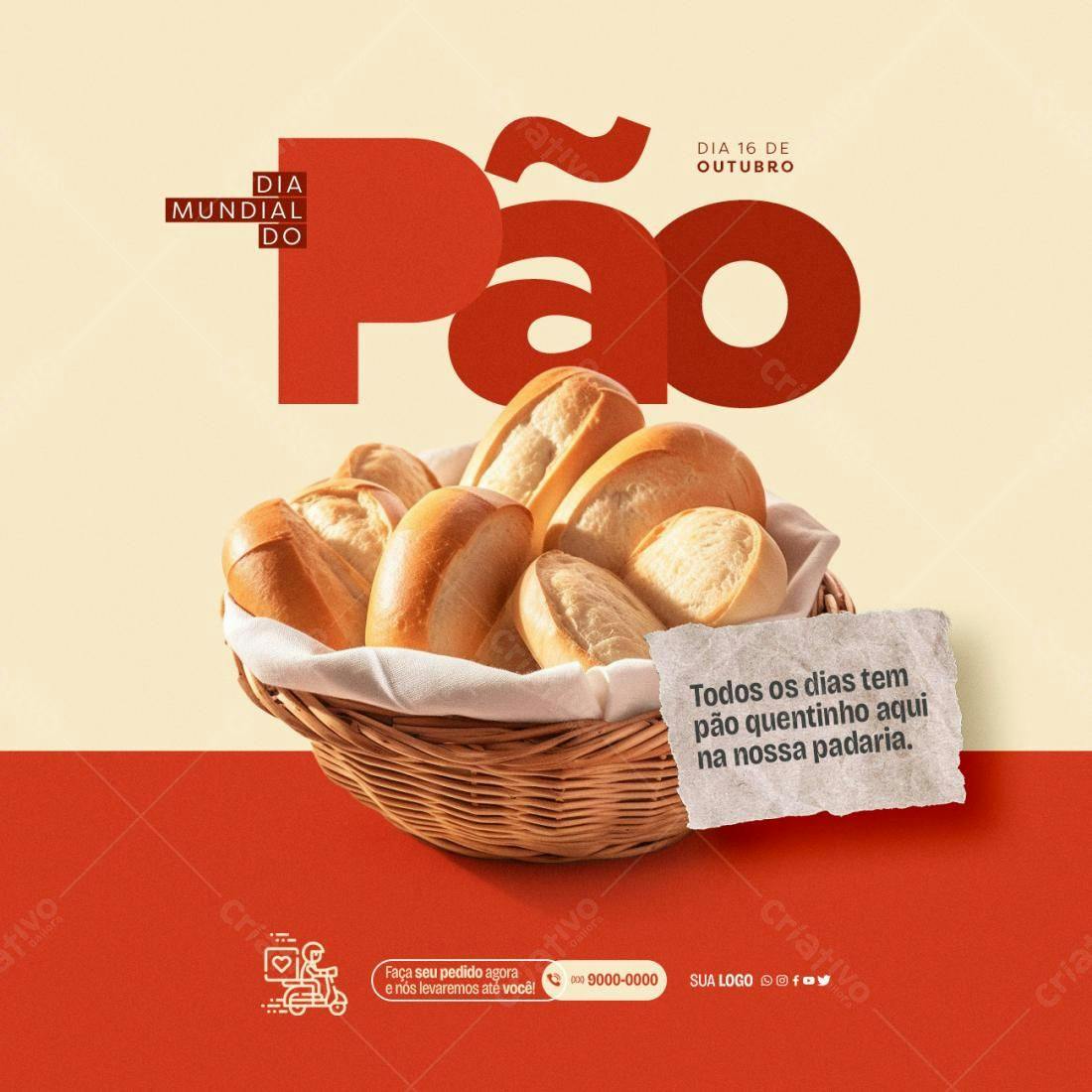 Flyer Dia Mundial do Pão PSD Editável