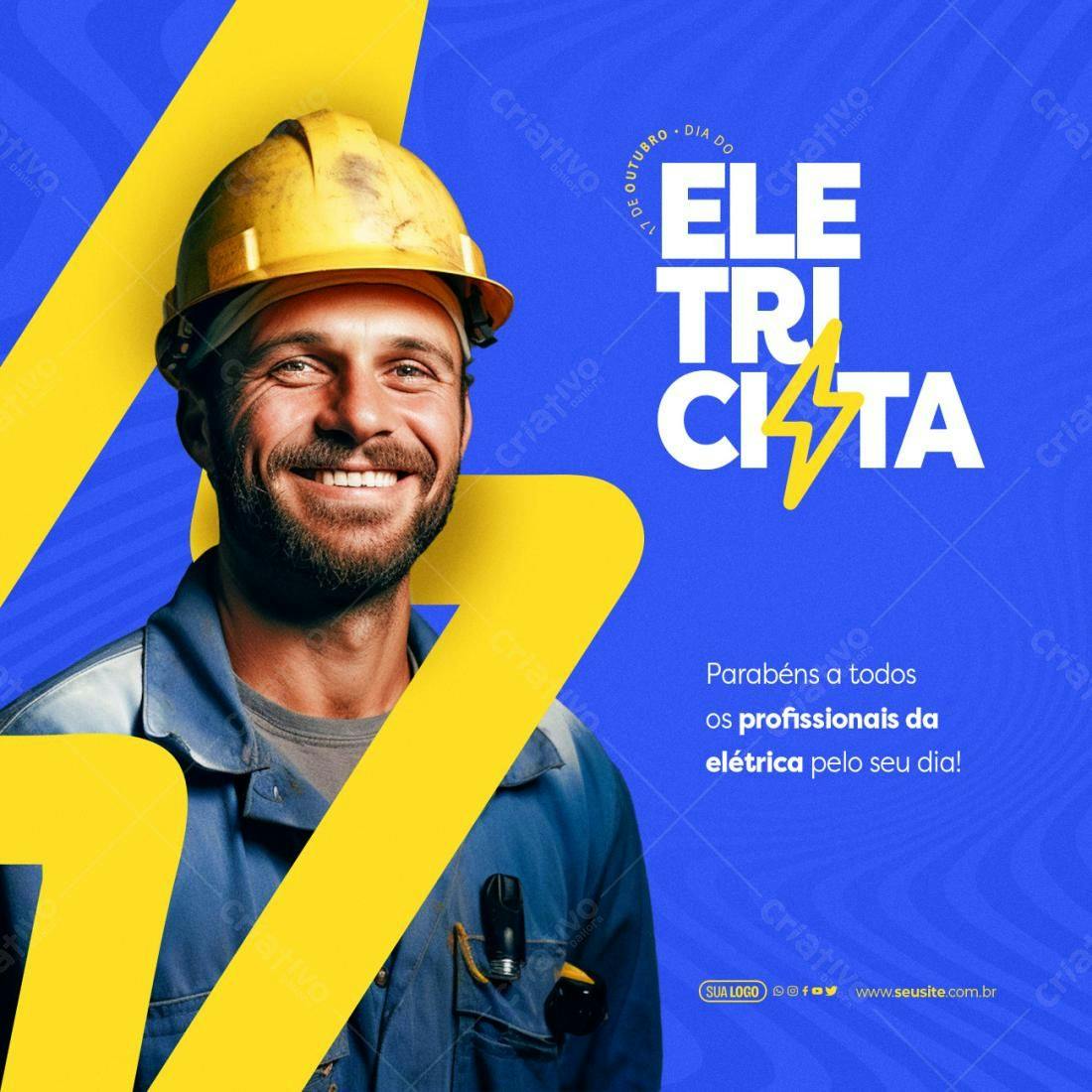 Postagem Dia do Eletricista PSD Editável
