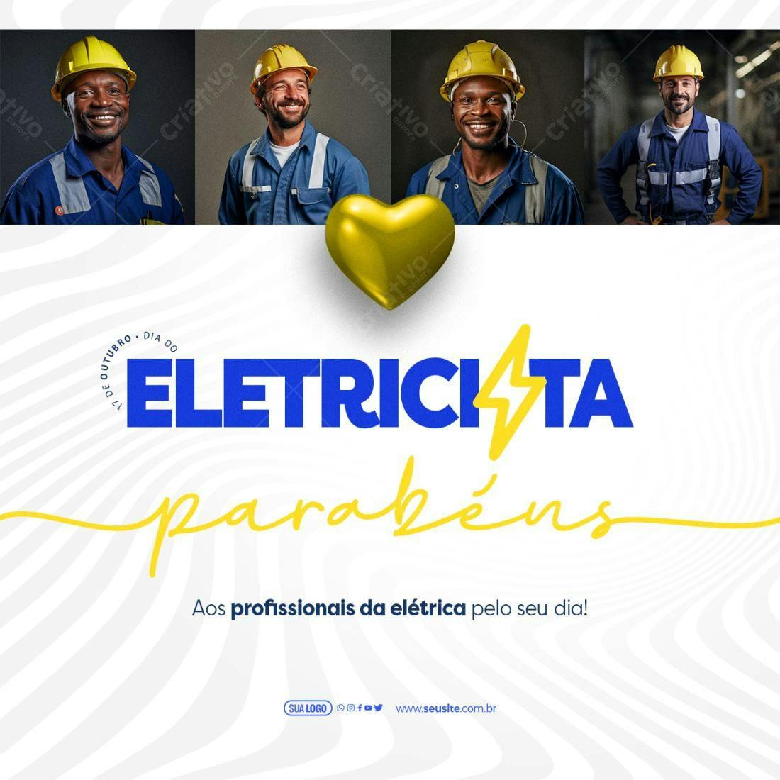 Postagem Dia do Eletricista PSD Editável