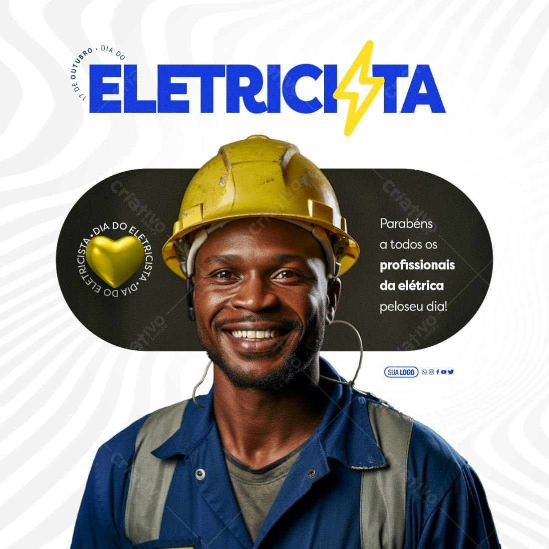 Post para o Dia do Eletricista PSD Editável