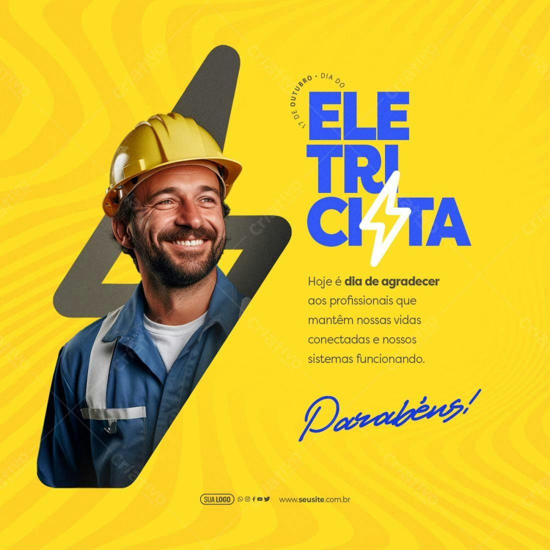 Postagem Dia do Eletricista PSD Editável