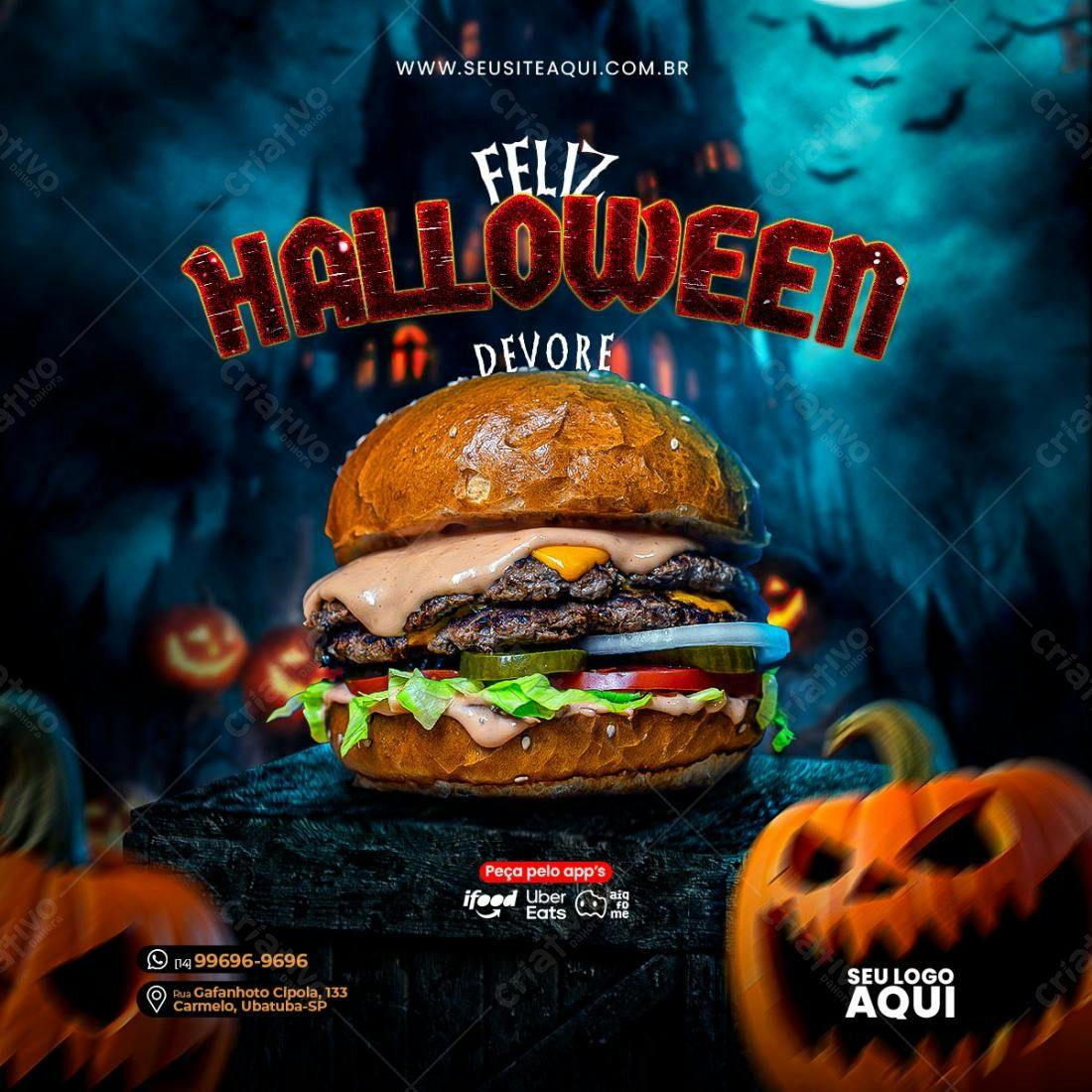 Flyer Halloween para Lanchonete PSD Editável
