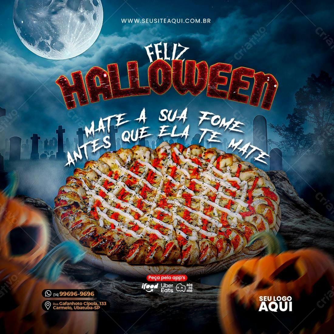 Flyer Halloween Pizza PSD Editável