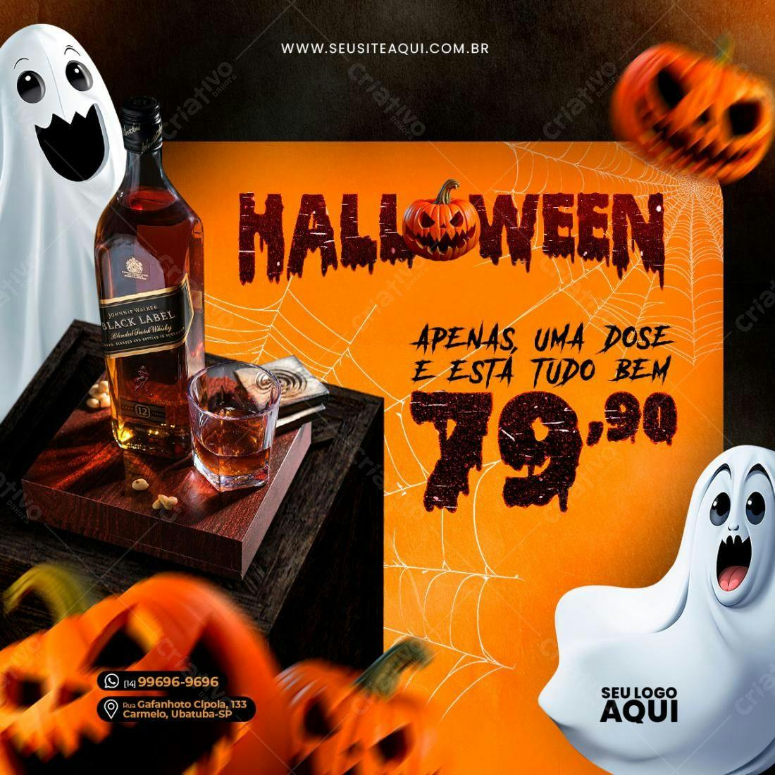 Flyer Halloween com Whisky PSD Editável
