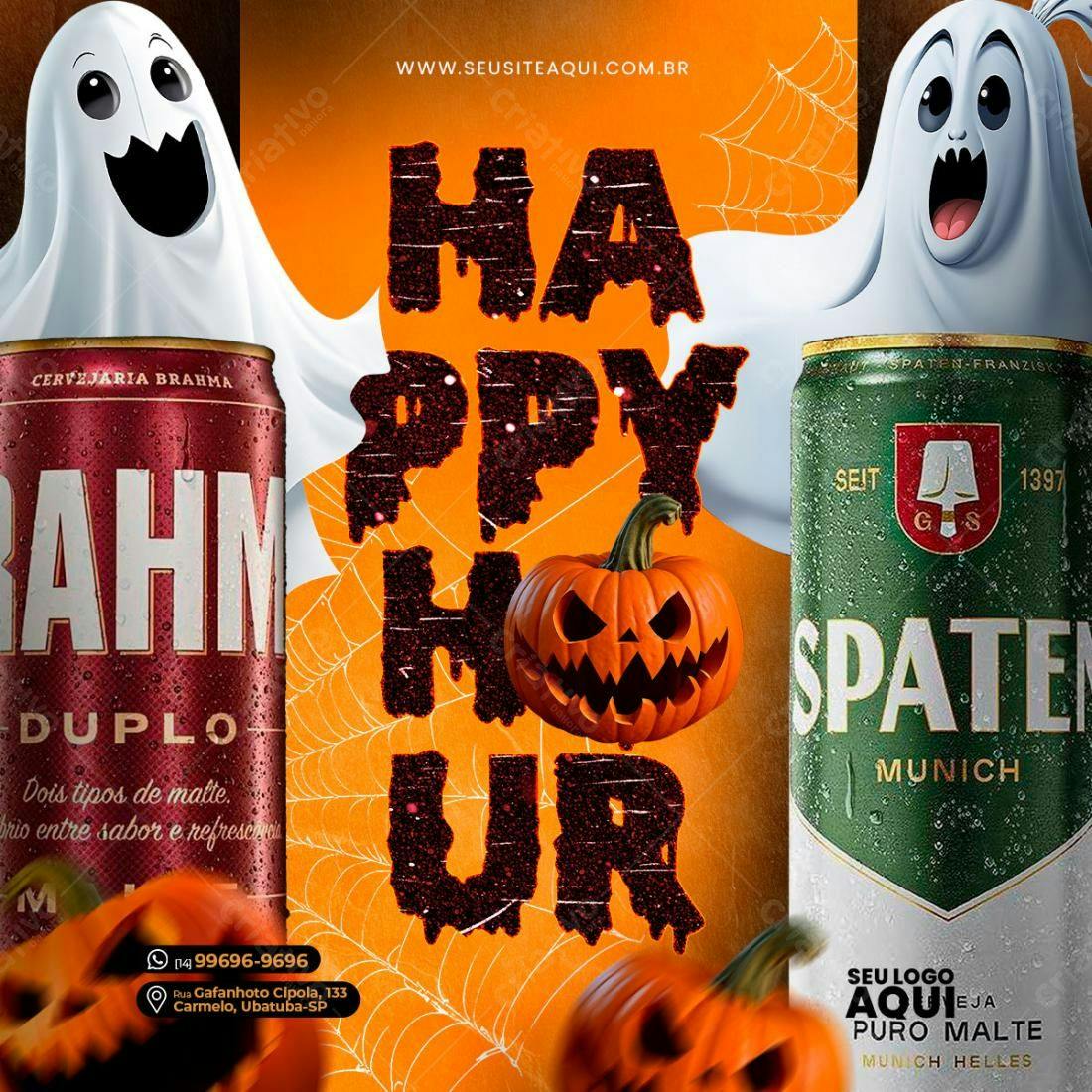 Flyer Happy Hour Halloween PSD Editável