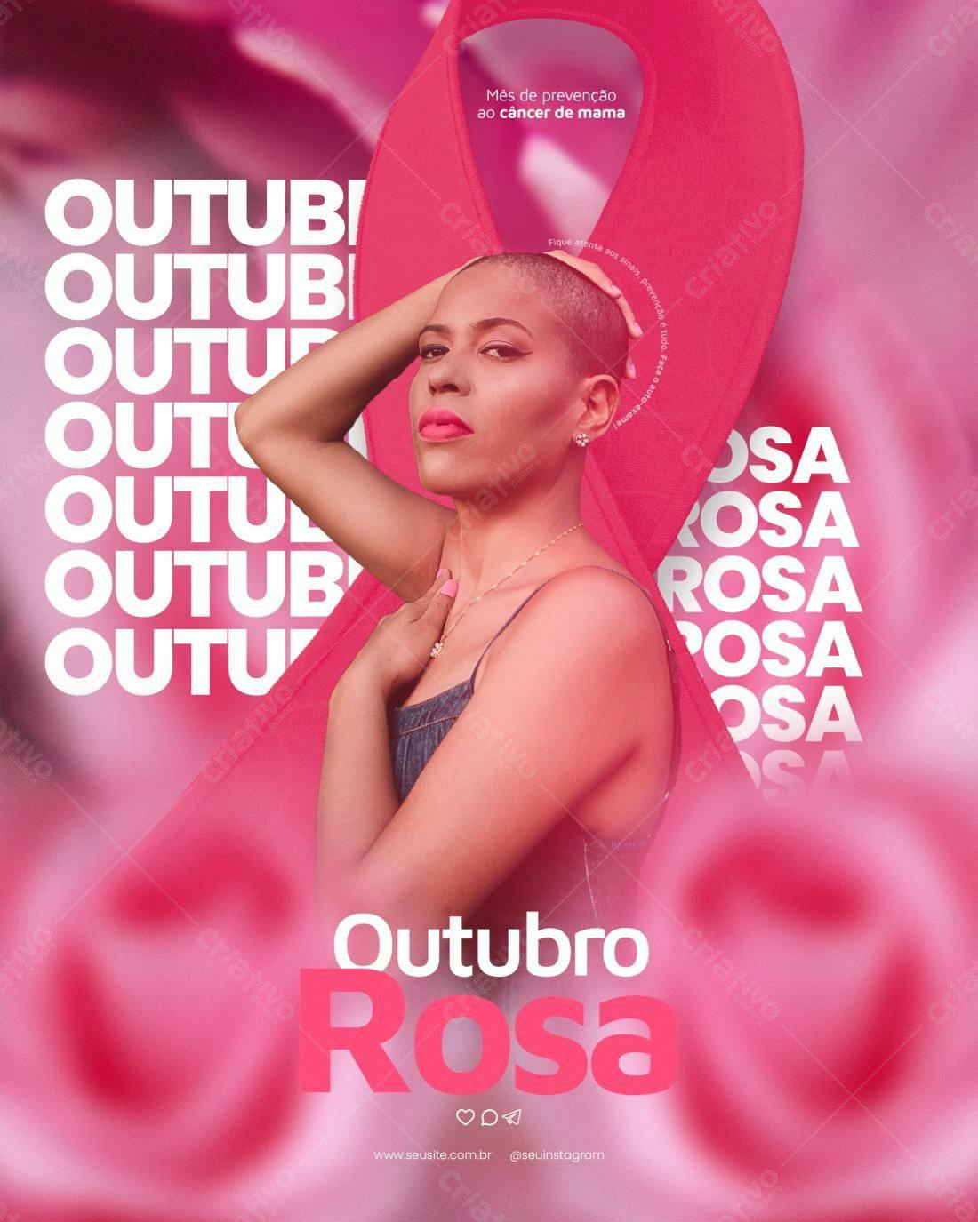 Poster Outubro Rosa PSD Editável