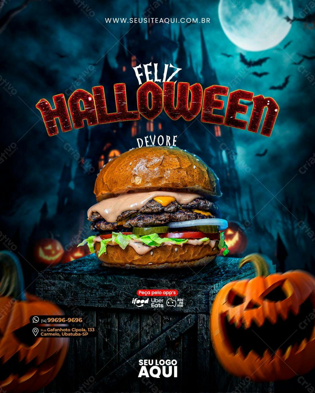 Flyer Halloween Burger PSD Editável