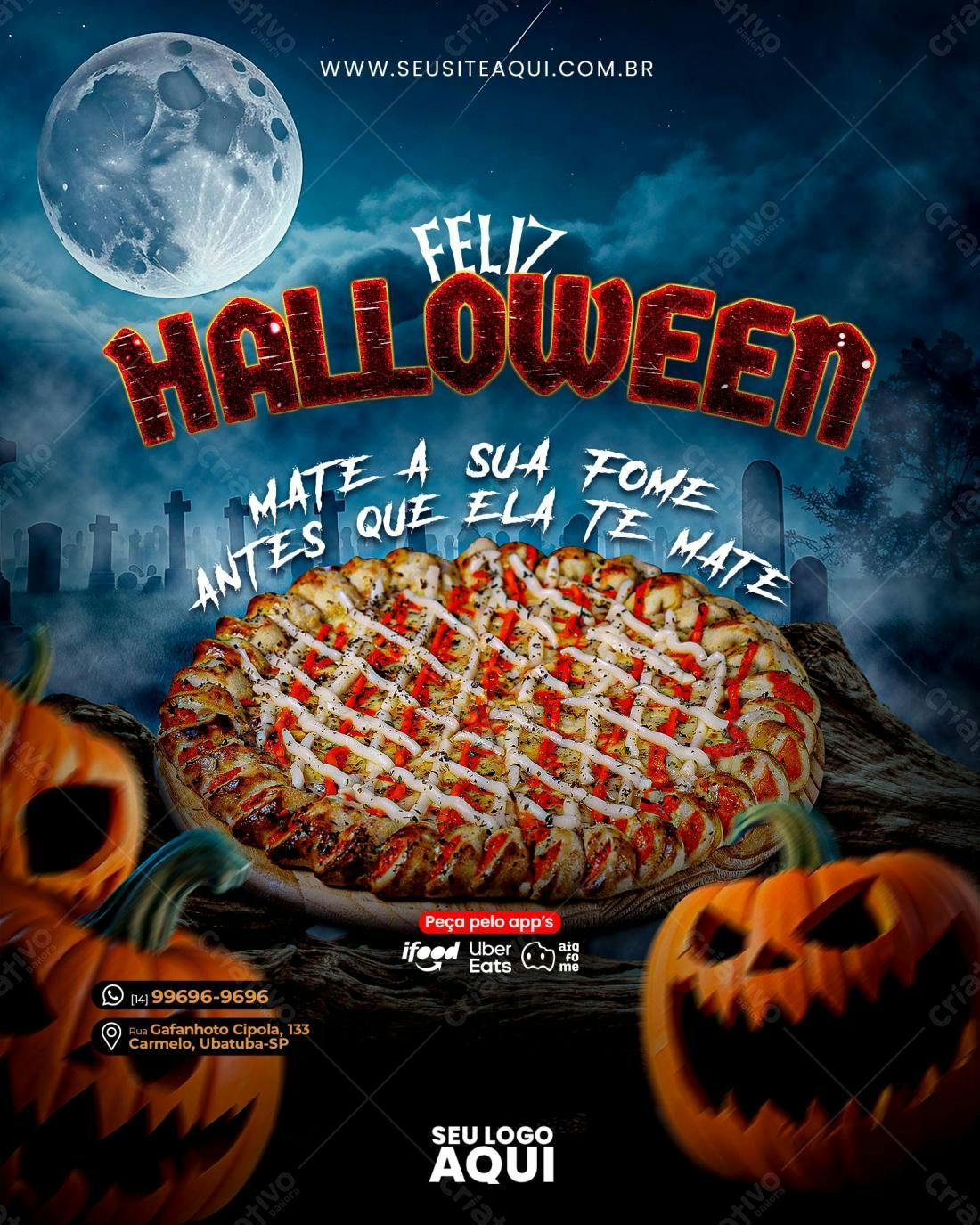 Flyer Halloween Pizza PSD Editável
