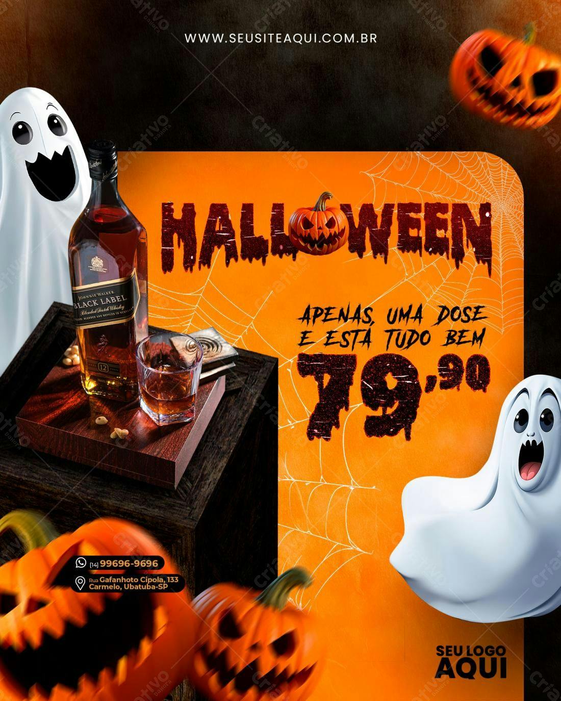 Flyer Halloween Festa Temática PSD Editável