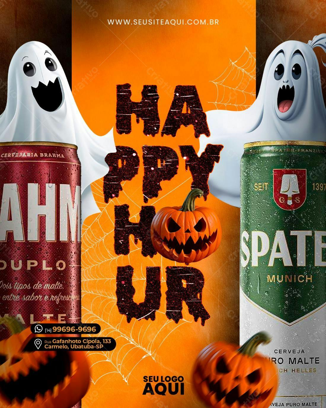 Flyer Happy Hour Halloween PSD Editável