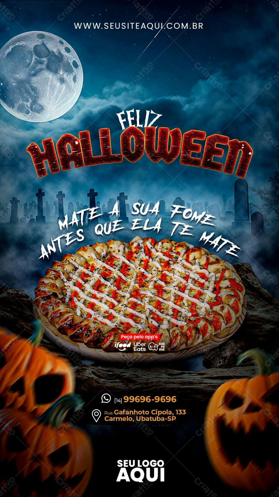 Flyer Halloween Pizza PSD Editável