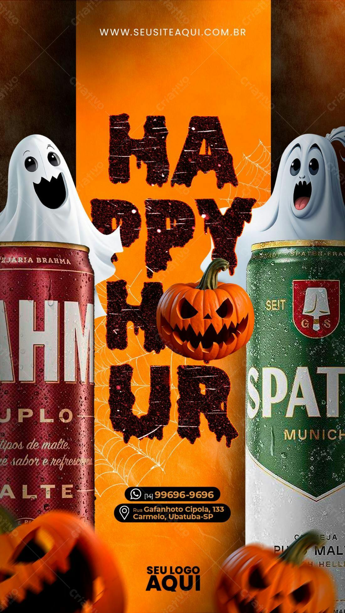 Flyer Happy Hour Halloween PSD Editável