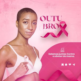 Outubro rosa prevencão cancer de mama psd editável