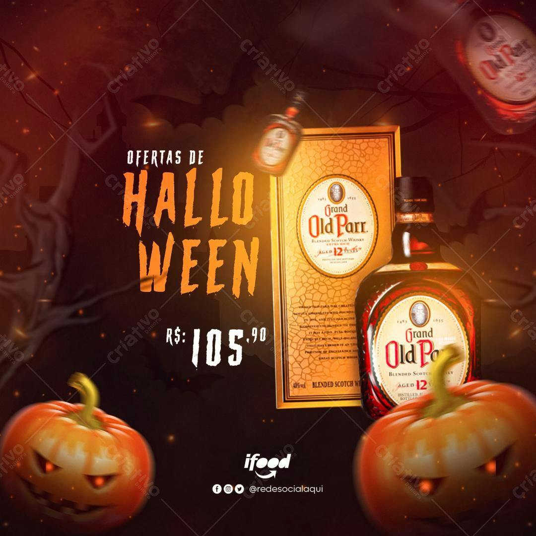 Flyer para Promoção de Halloween com Whisky PSD Editável