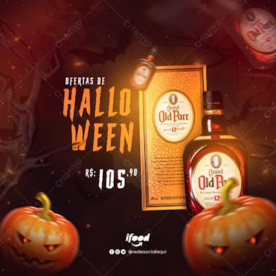 Flyer para Promoção de Halloween com Whisky PSD Editável