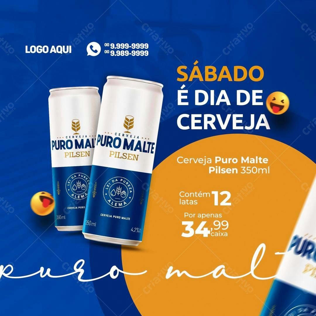 Flyer Cerveja Puro Malte PSD Editável