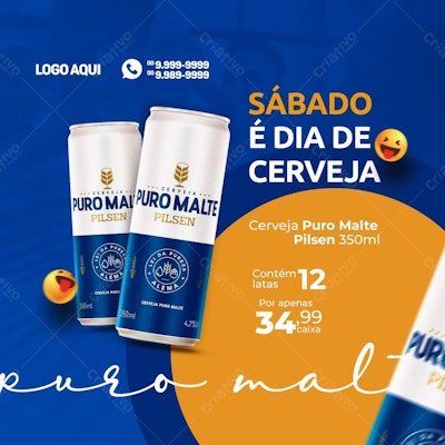 Flyer Cerveja Puro Malte PSD Editável