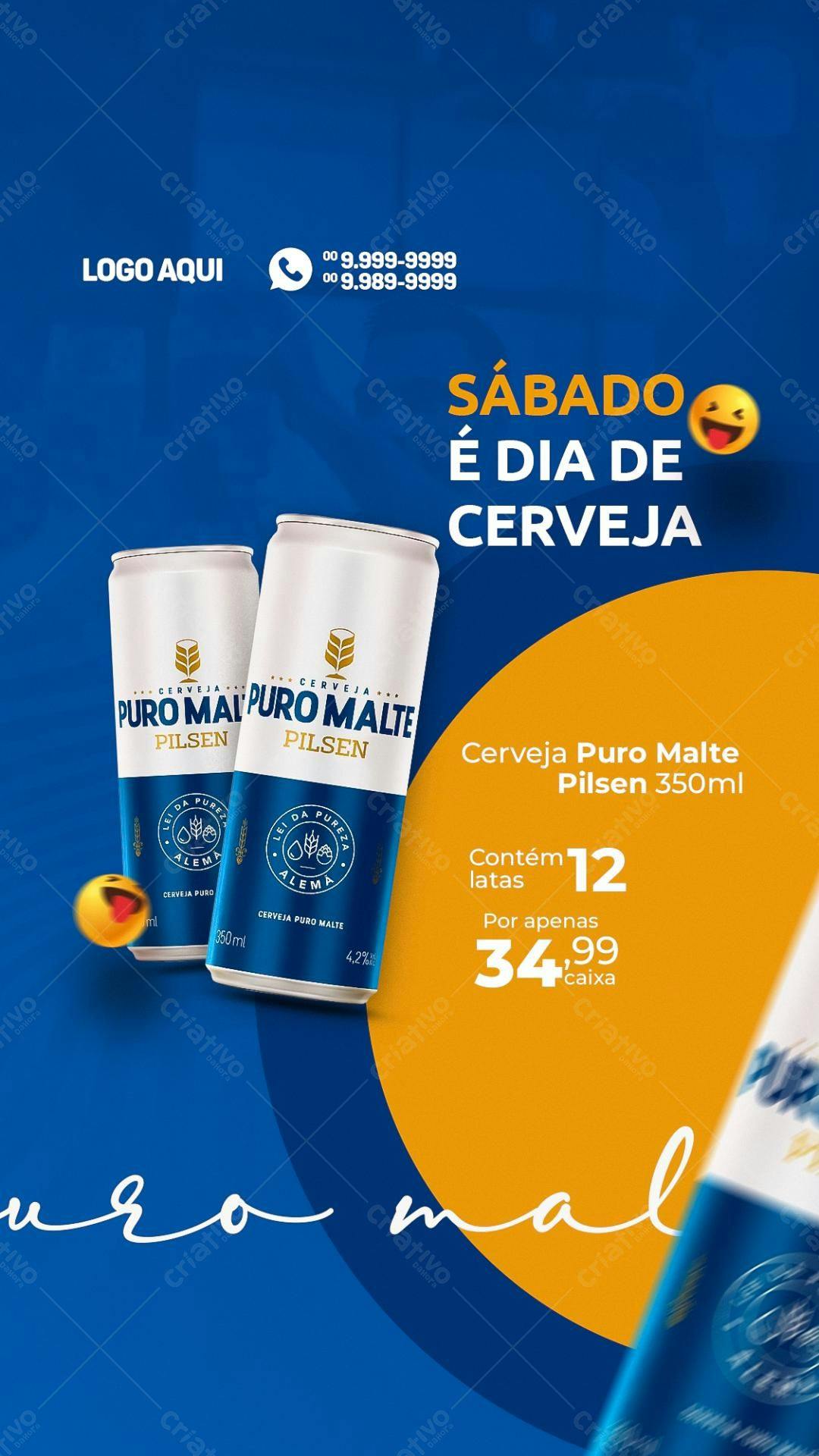 Flyer Cerveja Puro Malte PSD Editável
