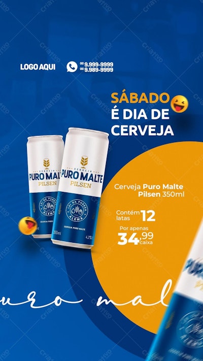 Flyer Cerveja Puro Malte PSD Editável