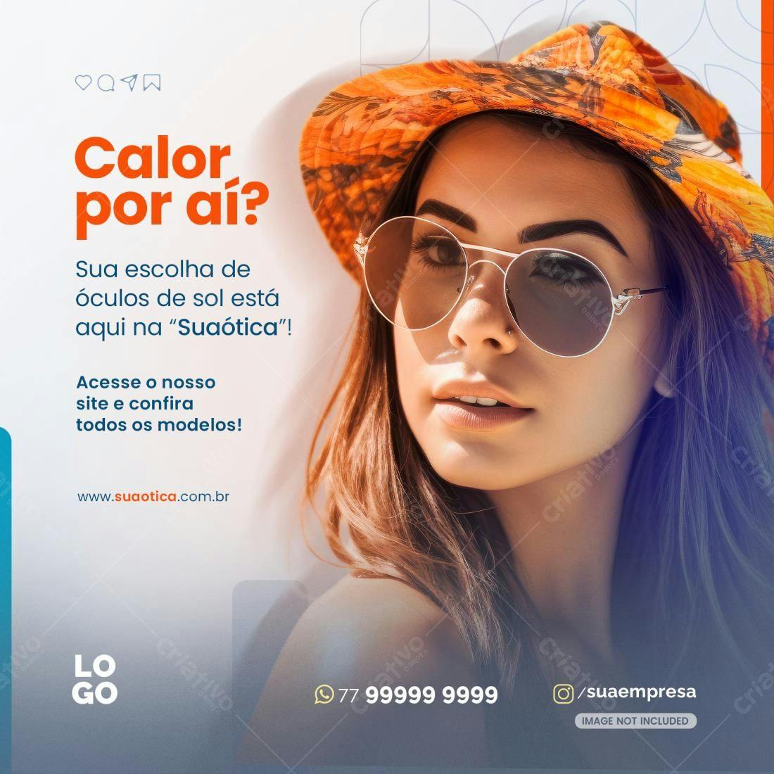 Post Instagram Moda Verão Óculos de Sol PSD Editável