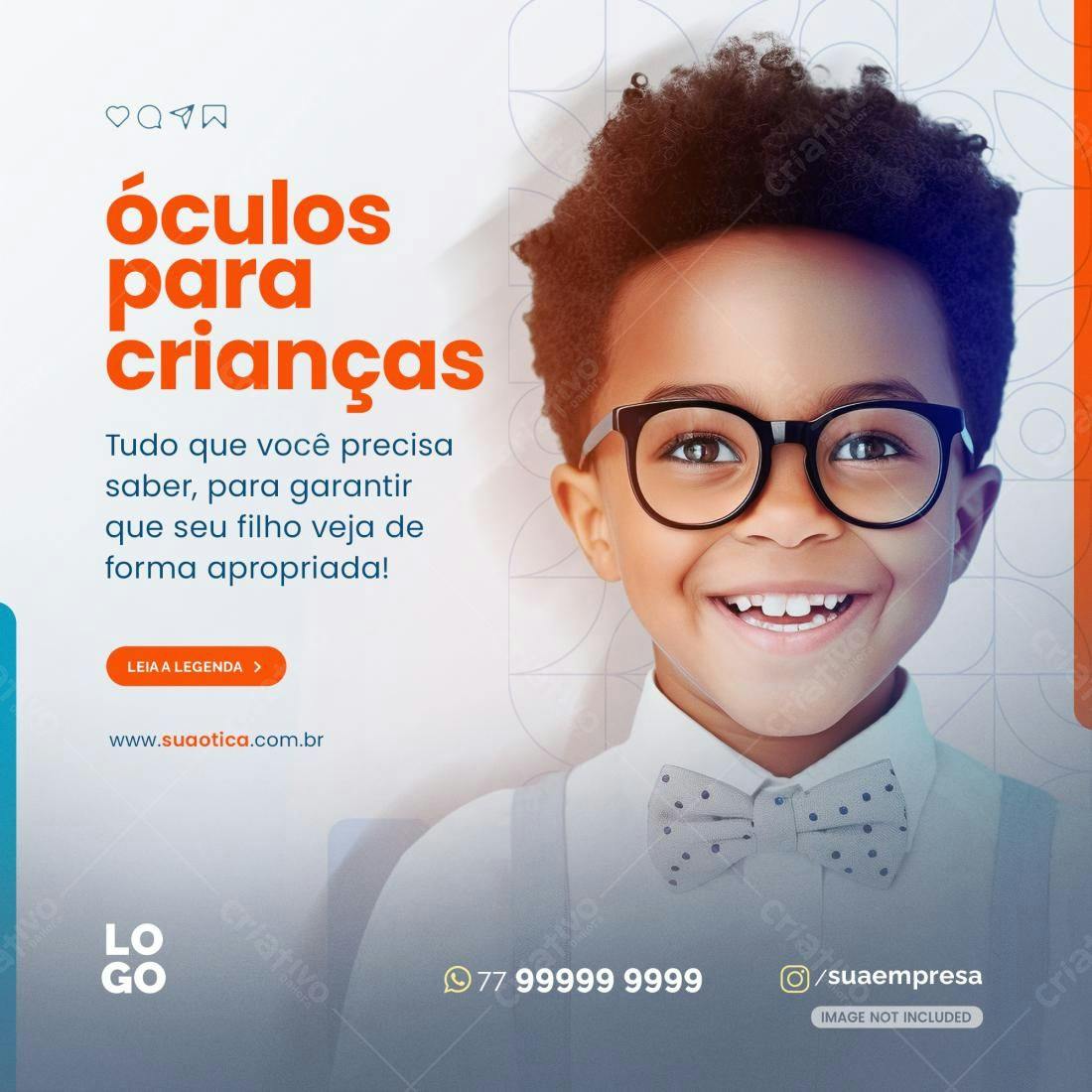 Post para Redes Sociais Óculos Infantis PSD Editável