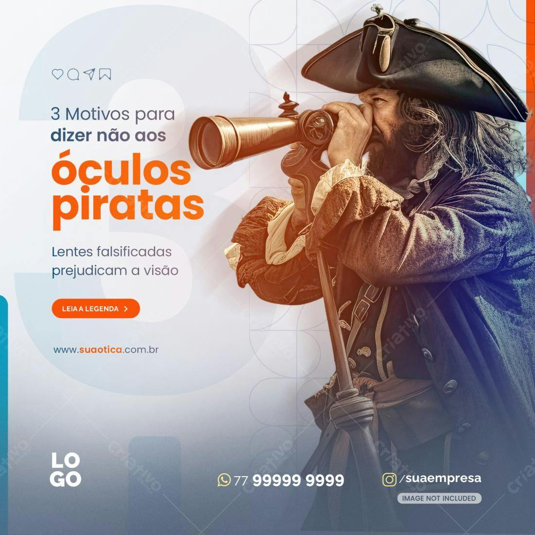 Post para Redes Sociais Óculos Piratas PSD Editável