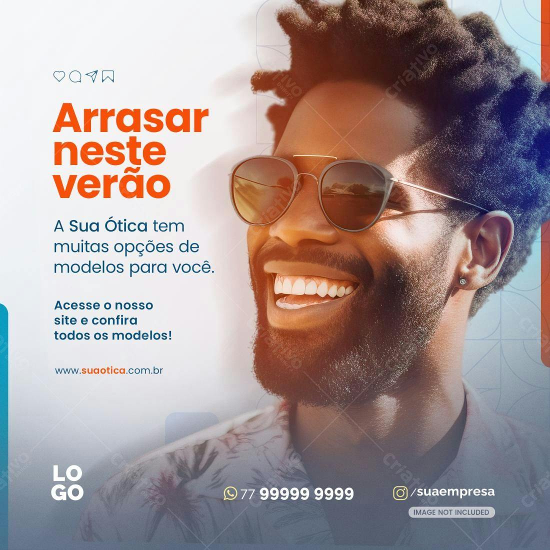 Post para Instagram Verão Ótica PSD Editável
