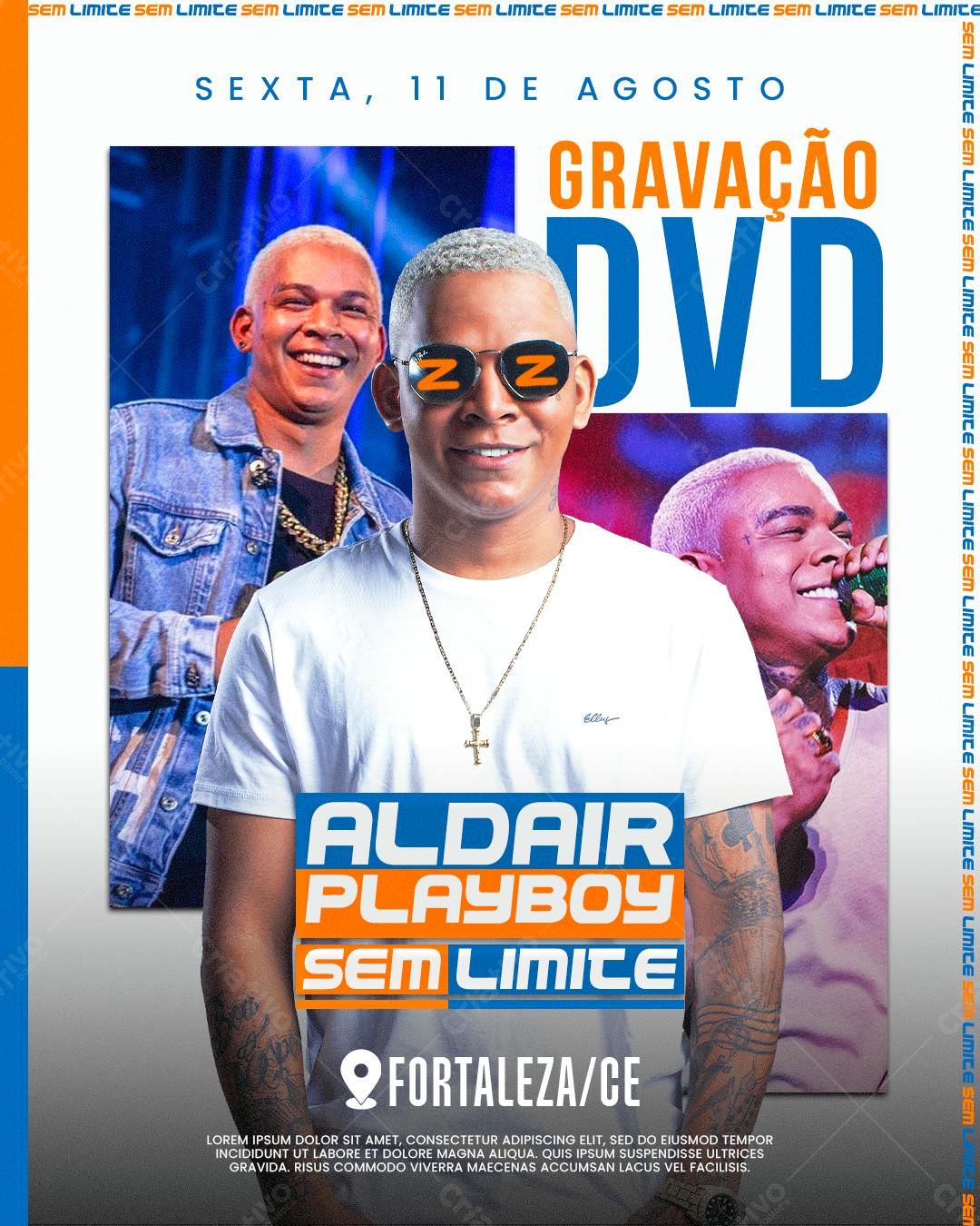 Flyer Gravação DVD Aldair Playboy PSD Editável