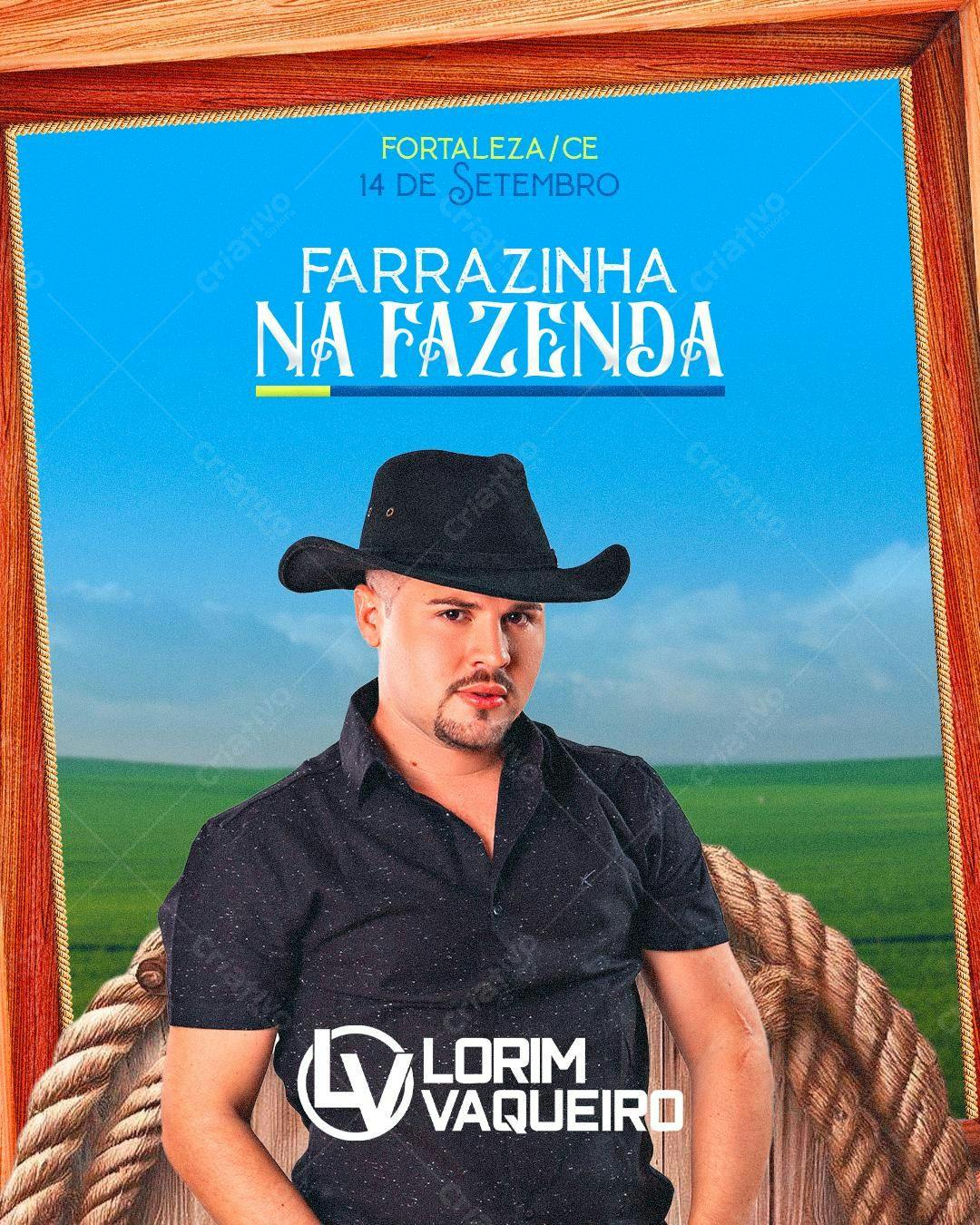 Flyer Farra na Fazenda Lorim Vaqueiro PSD Editável
