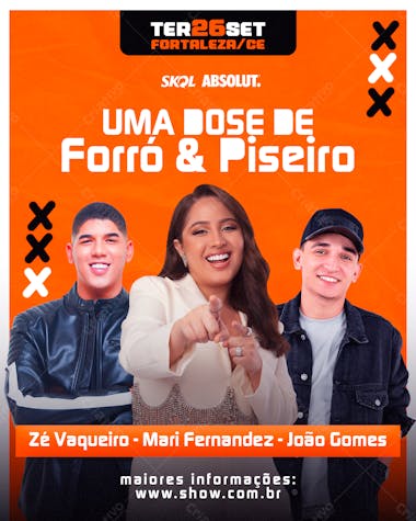 Flyer evento uma dose com forro e piseiro